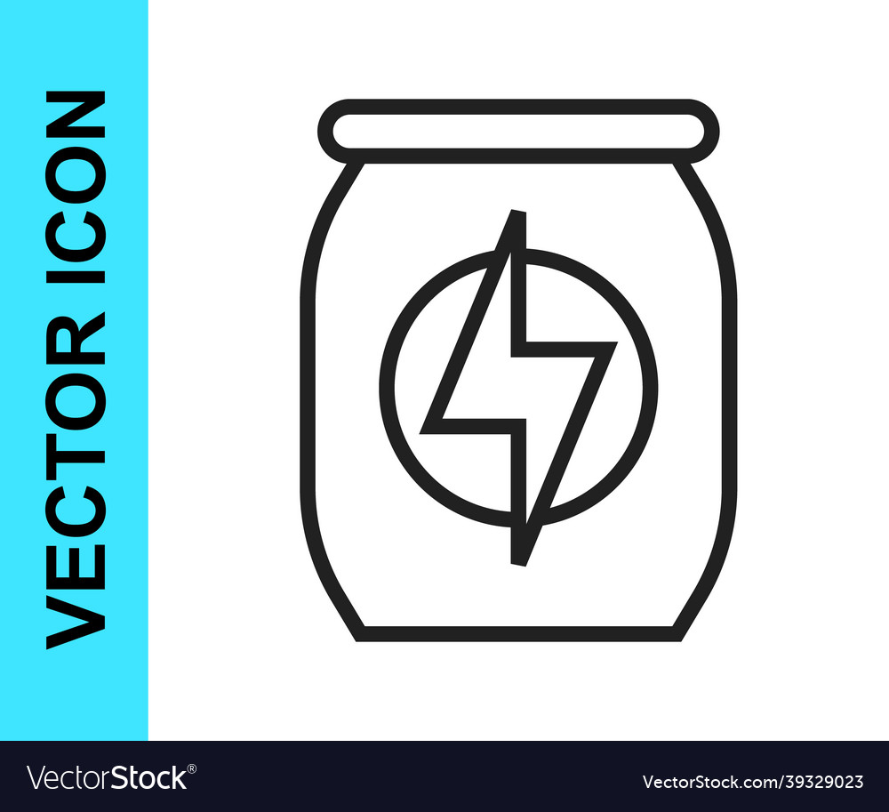 Black line energy drink icon isolated on white