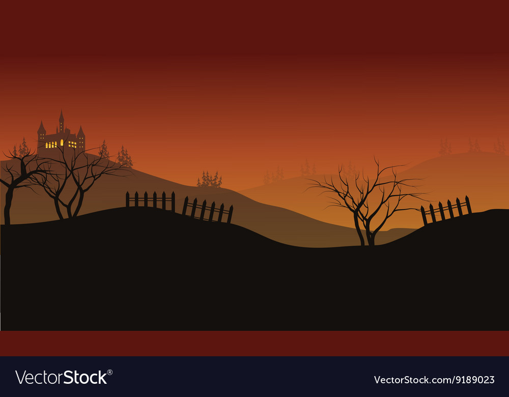 Castle silhouette halloween at the afternoon