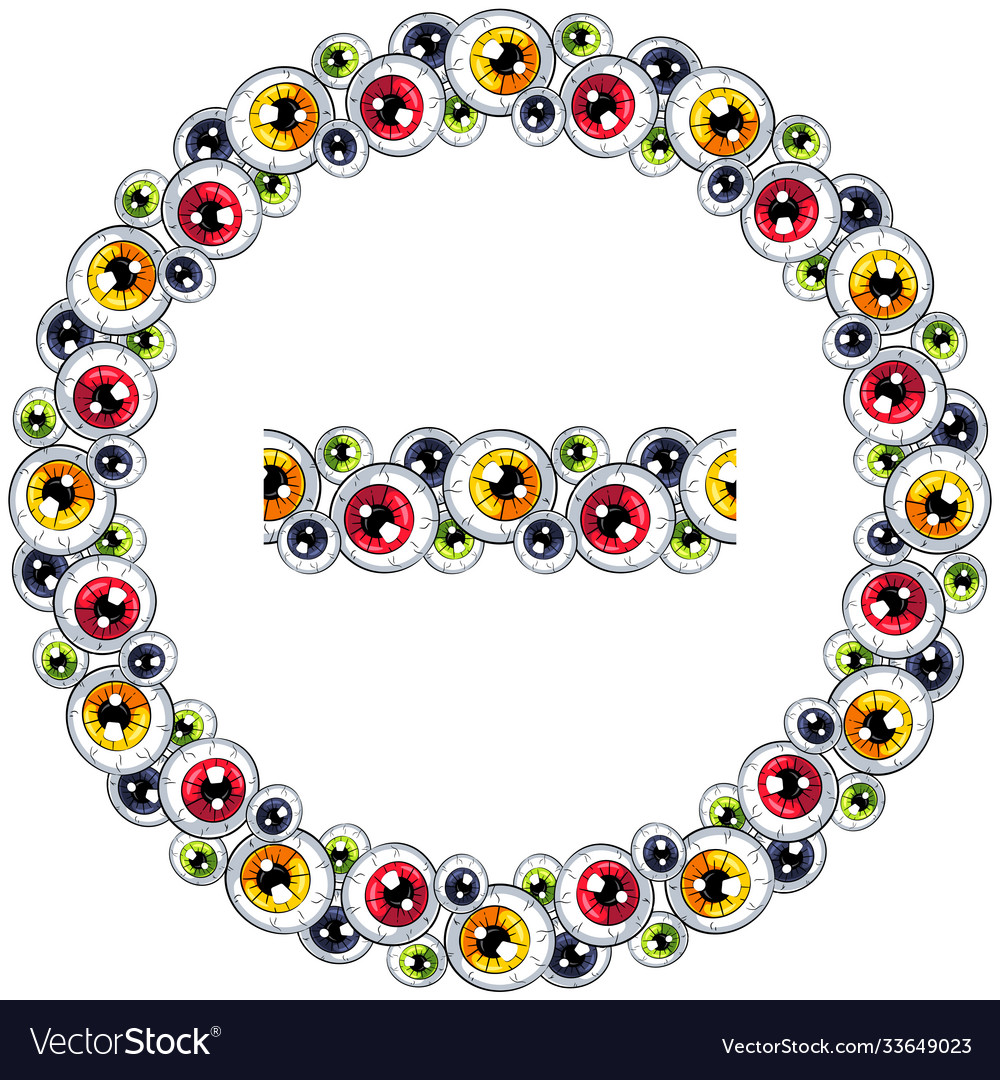 Colorful eyeballs frame and brush