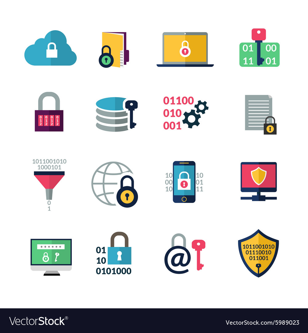 Data encryption icons Royalty Free Vector Image