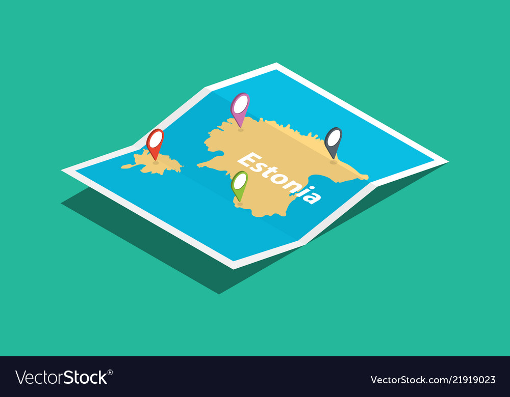 Estonia explore maps with isometric style and pin