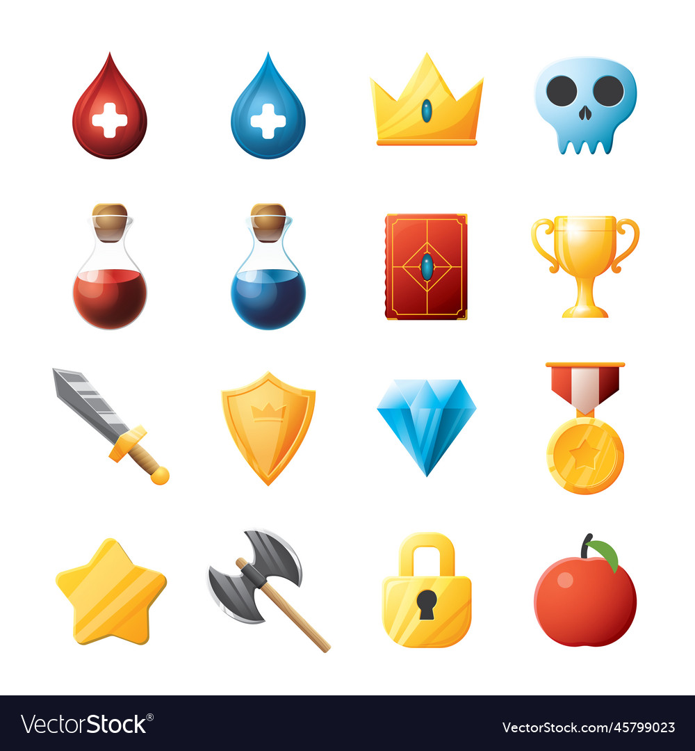 Game ui assets set gaming user interface icons vector image Game ui assets set gaming user interface icons