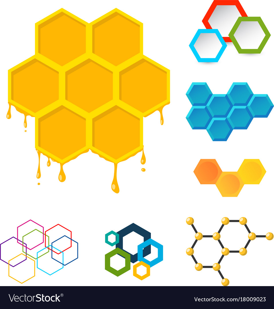 Linear hexagon design elements different
