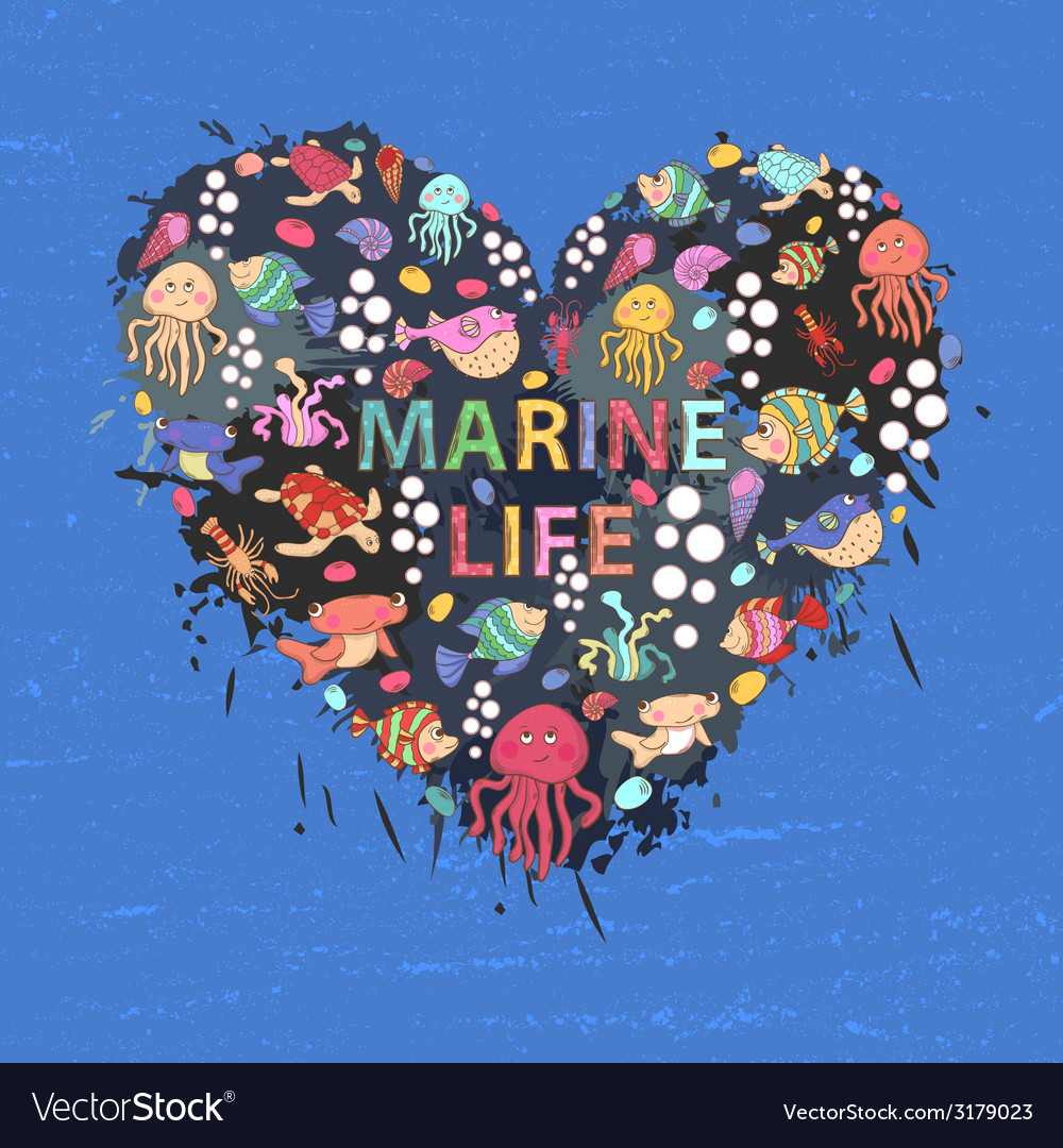 Marine life heart background