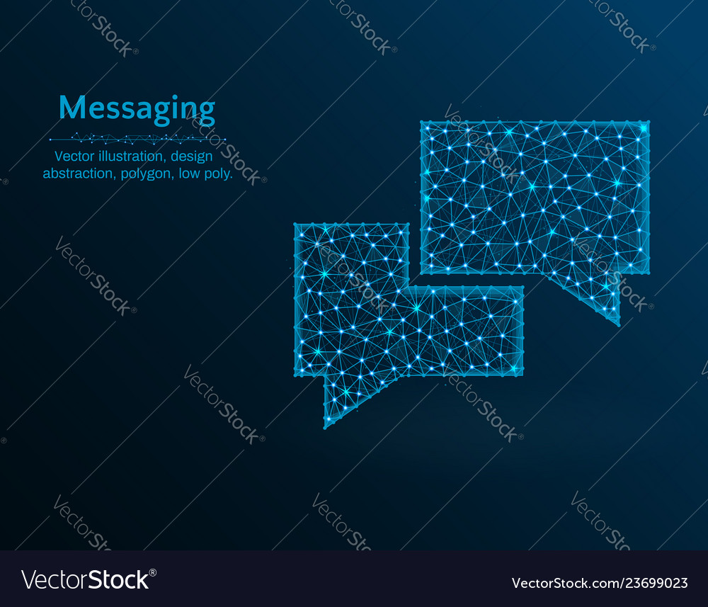 Messaging low poly message polygon icon on blue