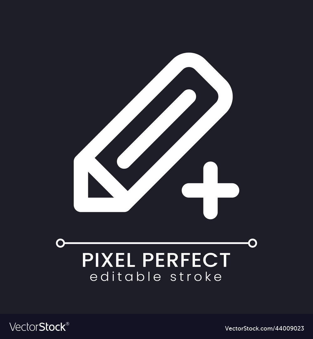 Pencil and plus pixel perfect white linear ui vector image Pencil and plus pixel perfect white linear ui