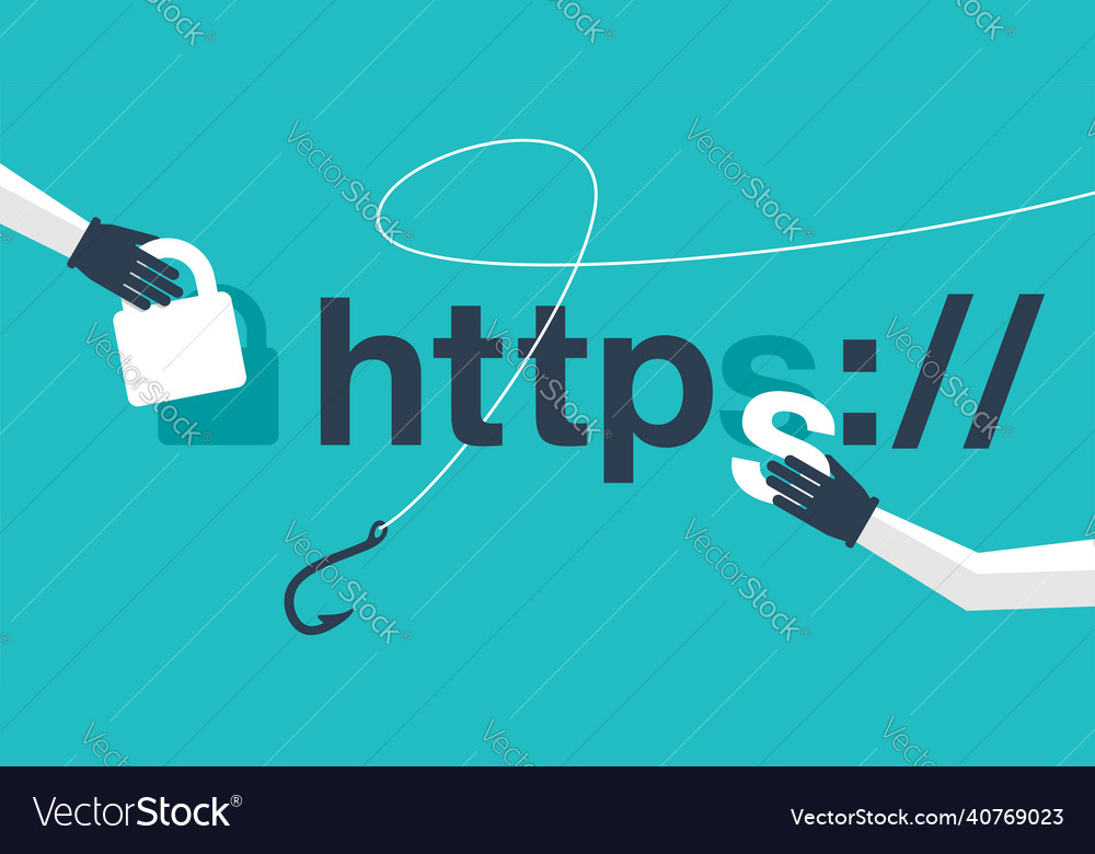 Phishing website without https and lock icon vector image Phishing website without https and lock icon