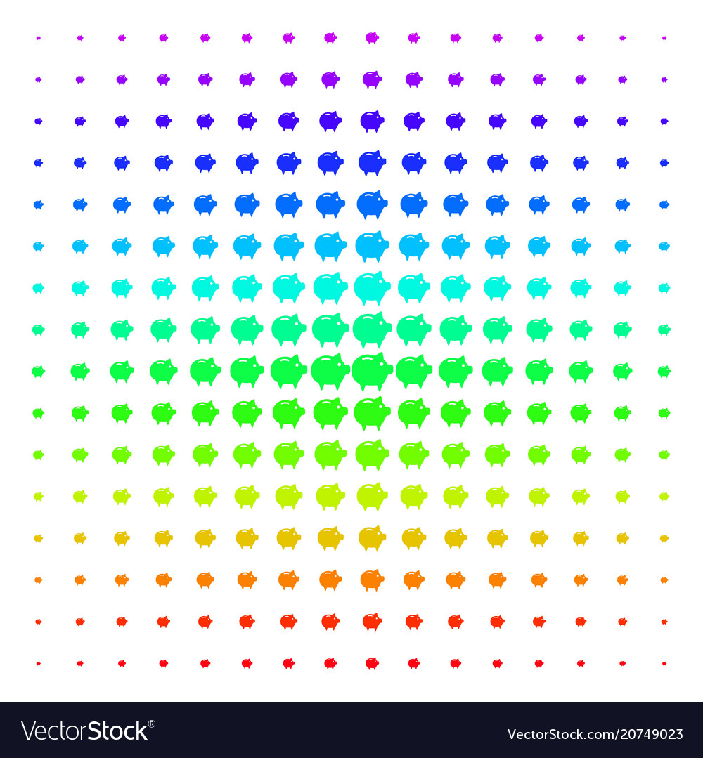 Piggy bank shape halftone spectral grid vector image Piggy bank shape halftone spectral grid