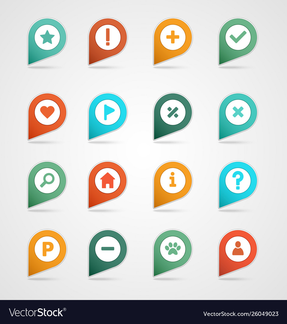 Pin map icon set pointer markers vector image Pin map icon set pointer markers