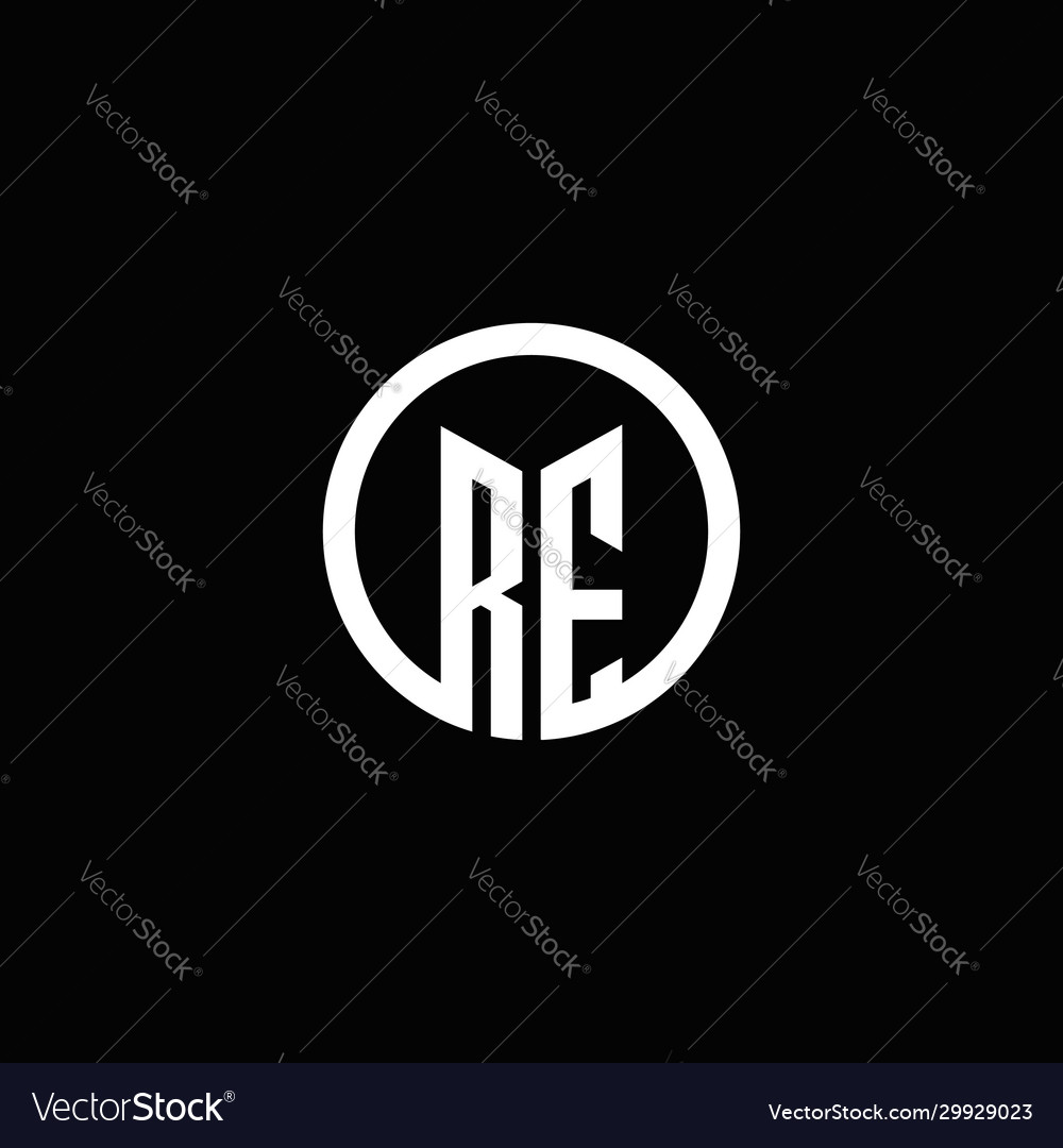 Re monogram logo isolated with a rotating circle Vector Image Re monogram logo isolated with a rotating circle