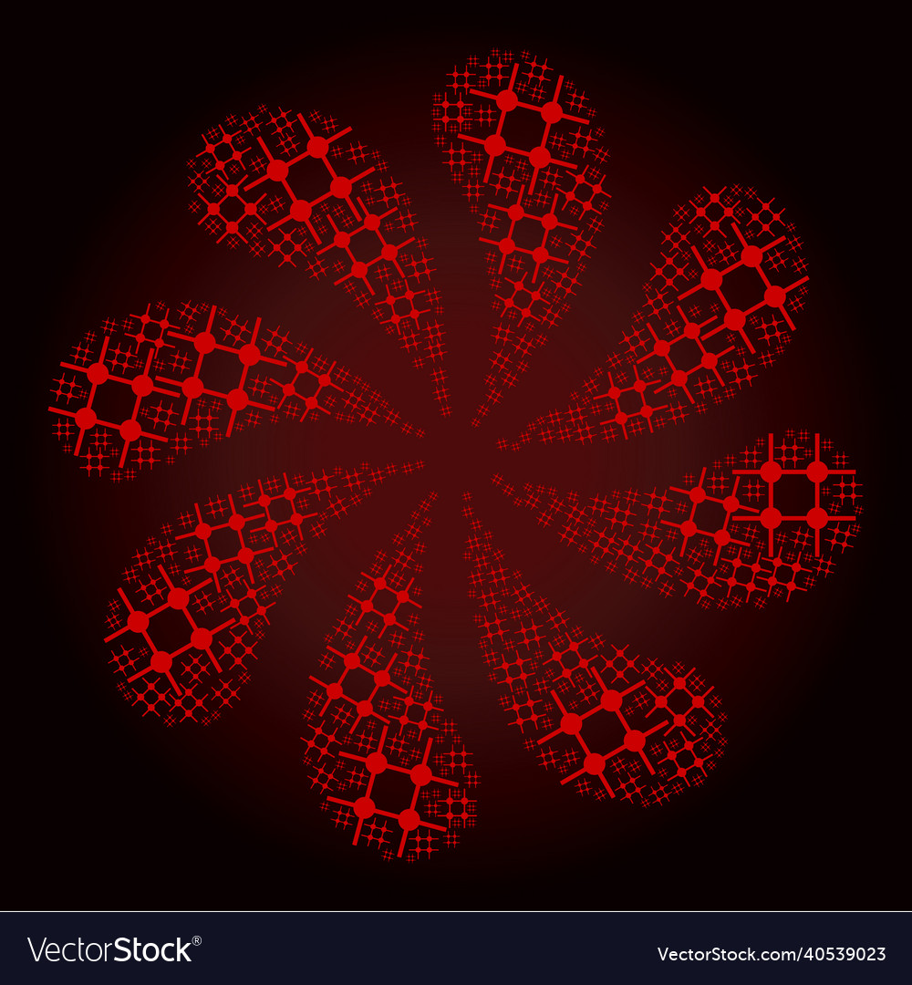 Red incomplete grid structure icon rotation flower vector image Red incomplete grid structure icon rotation flower