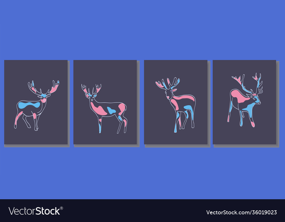 Set abstract vertical background with deers Vector Image Set abstract vertical background with deers