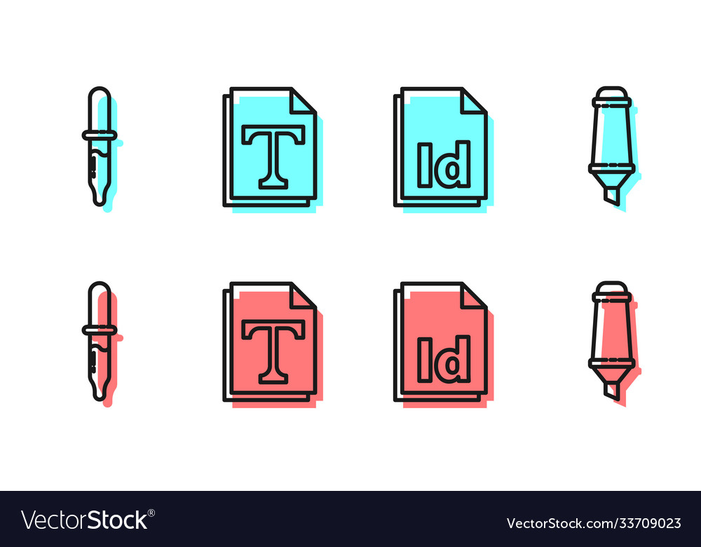 Set line id file document pipette text vector image Set line id file document pipette text