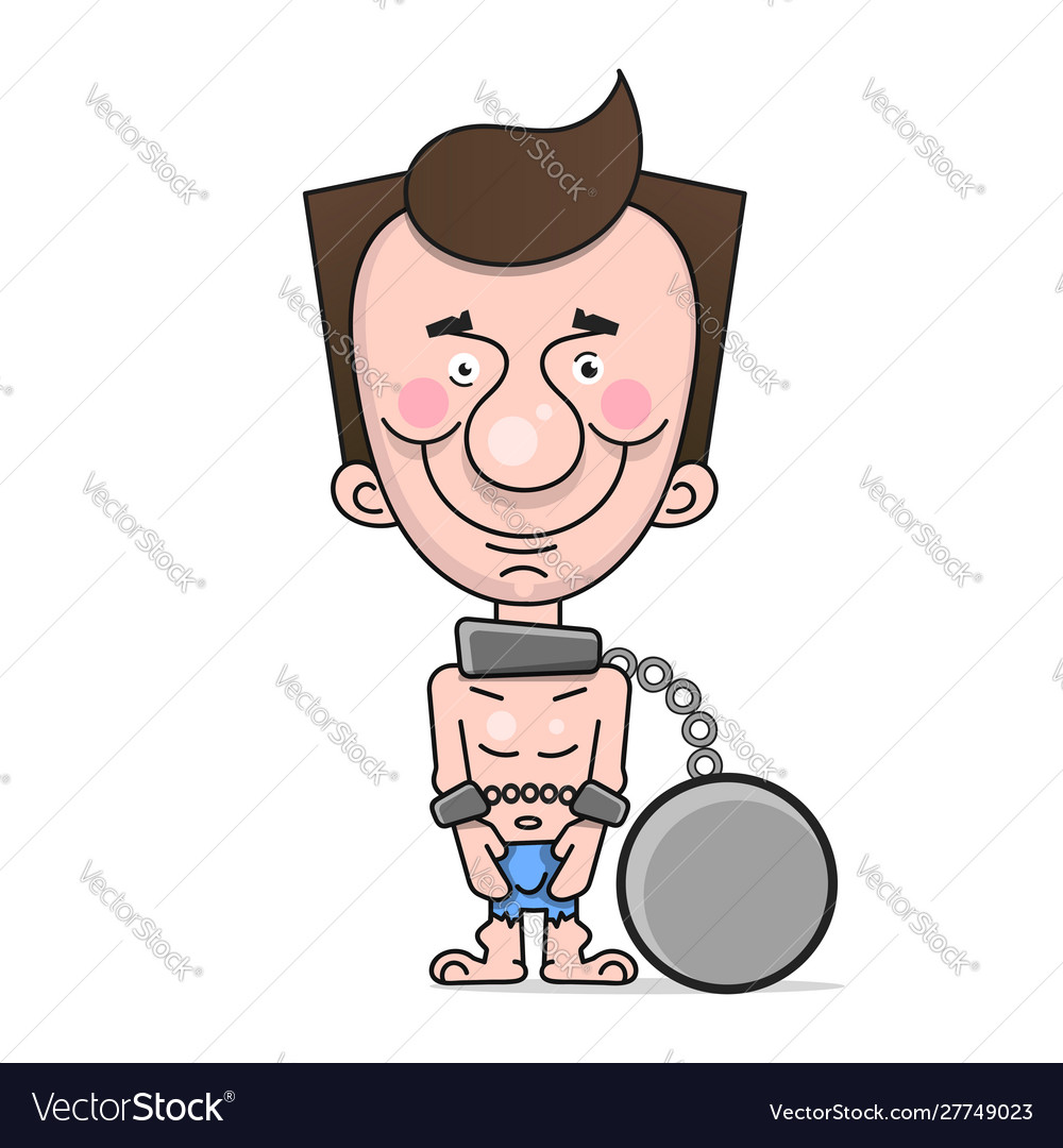 Slave in chains and smiling Vector Image Slave in chains and smiling