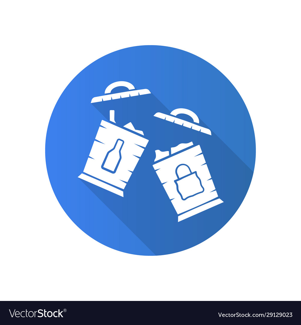 Trash sorting flat design long shadow glyph icon vector image Trash sorting flat design long shadow glyph icon
