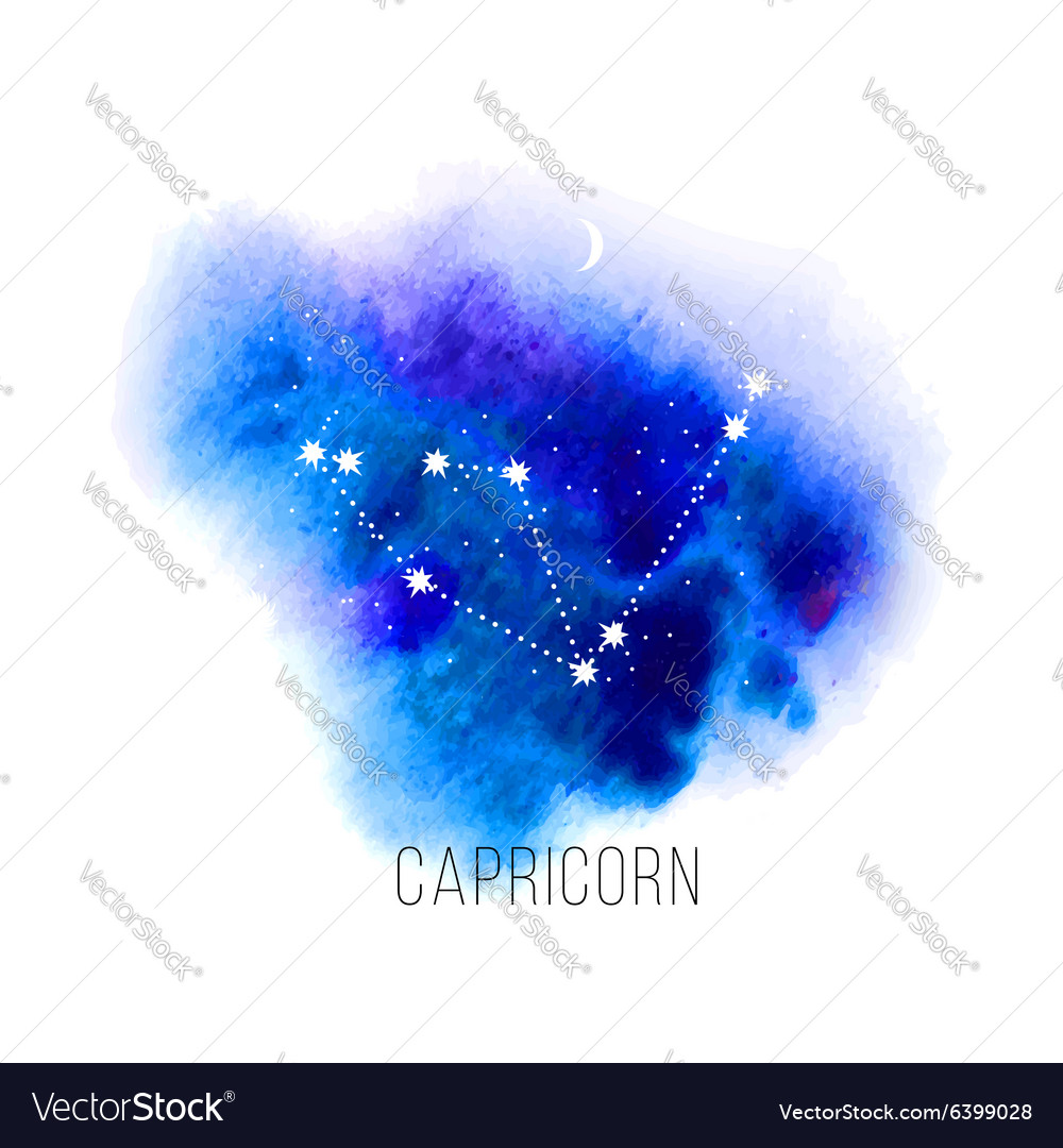 Astrology sign Capricorn on watercolor background Vector Image