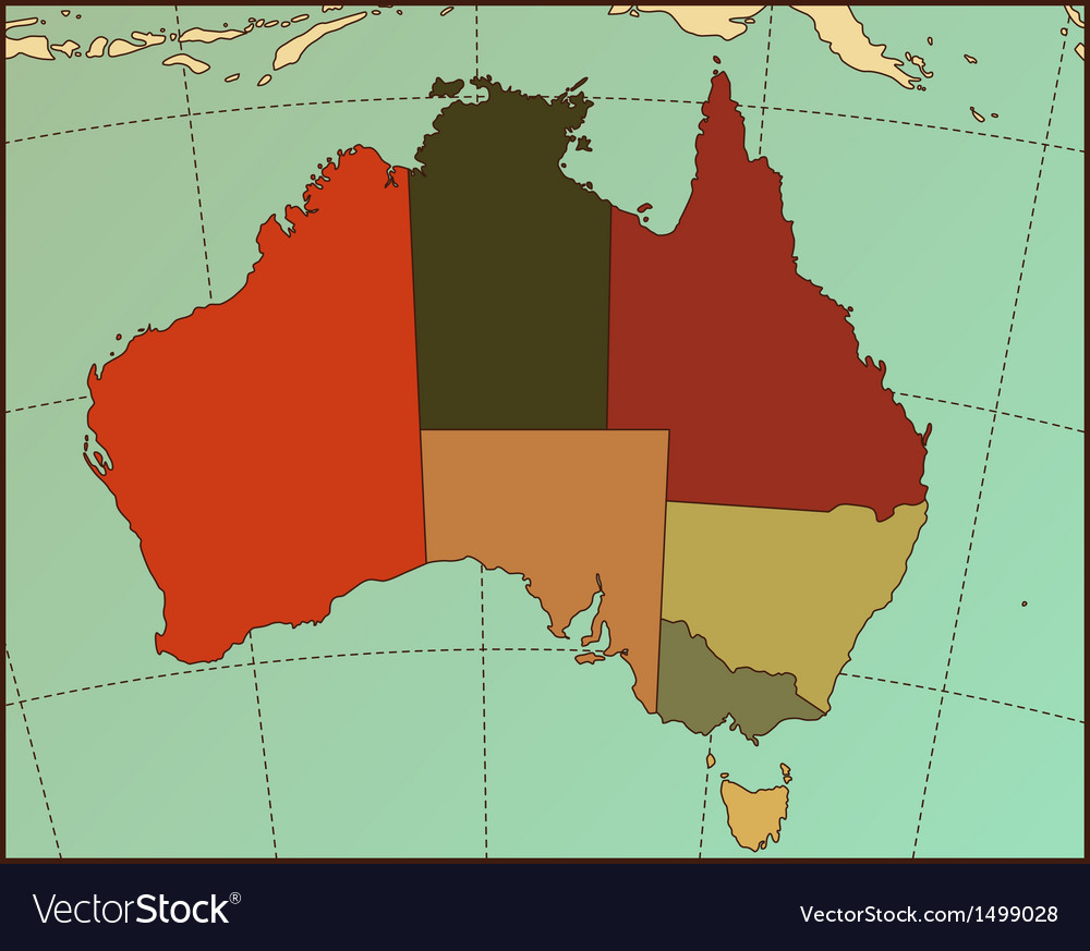 Colorful Australia Map Royalty Free Vector Image