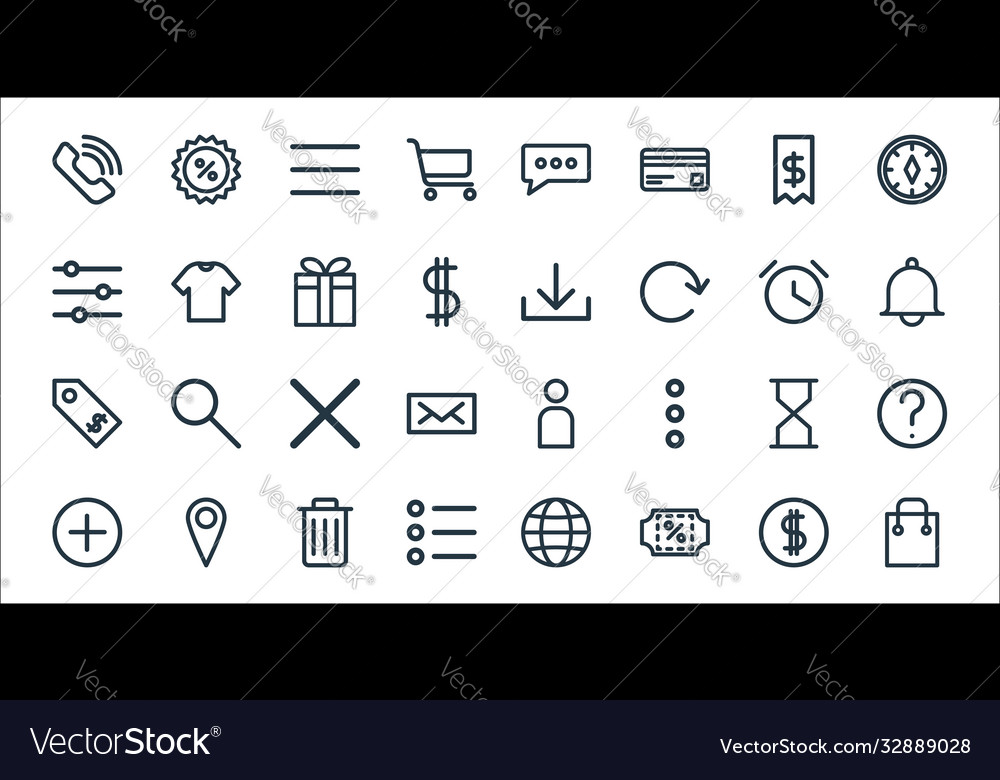 Ecommerce starter pack line icons linear set vector image Ecommerce starter pack line icons linear set