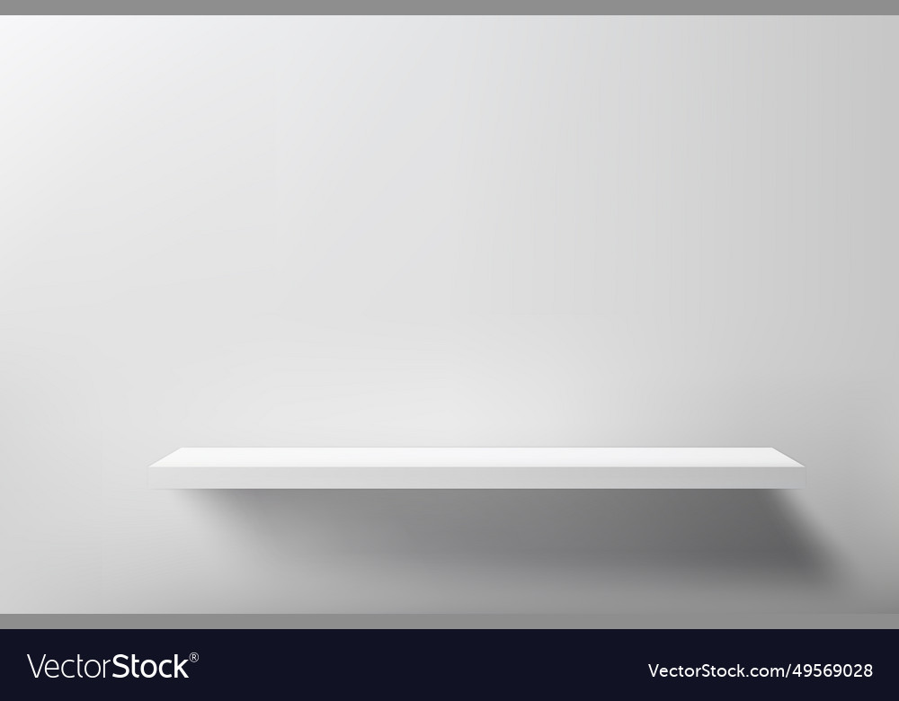Empty white shelf with shadow on studio background Vector Image Empty white shelf with shadow on studio background