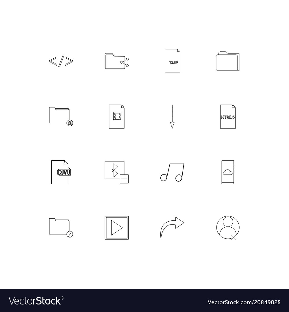Files and folders sign linear thin icons set