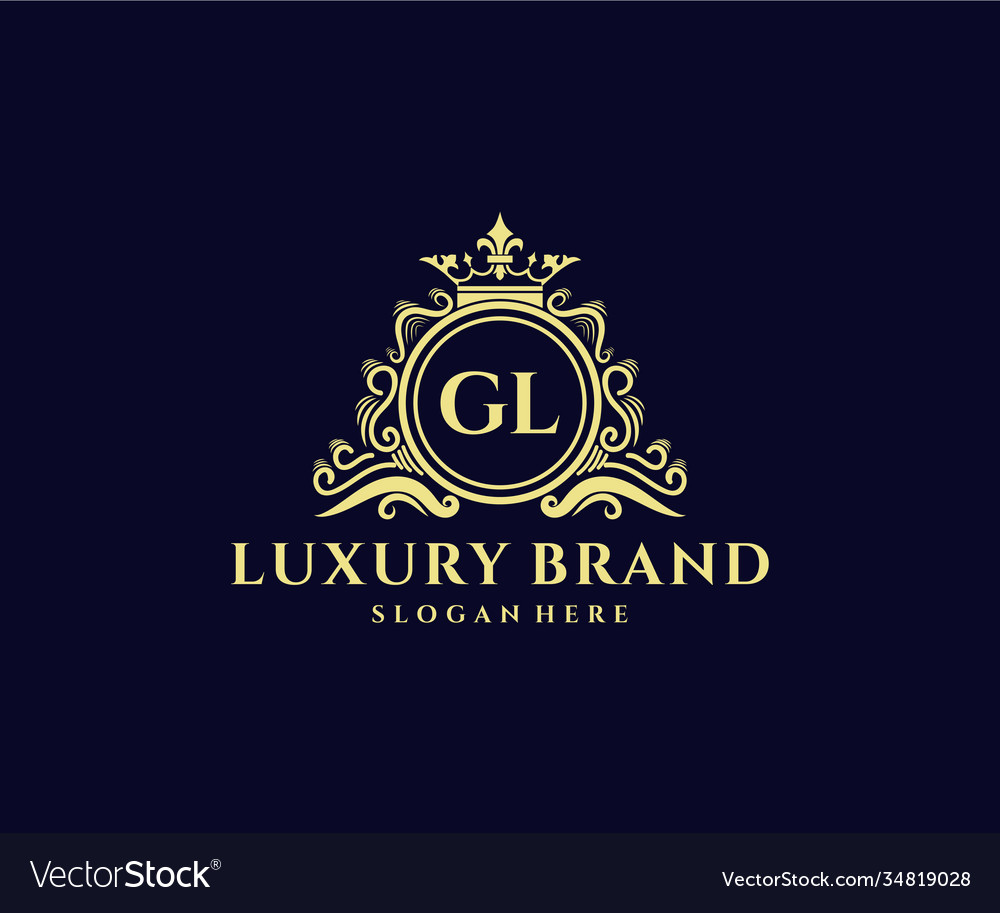 Gl initial letter gold calligraphic feminine Vector Image