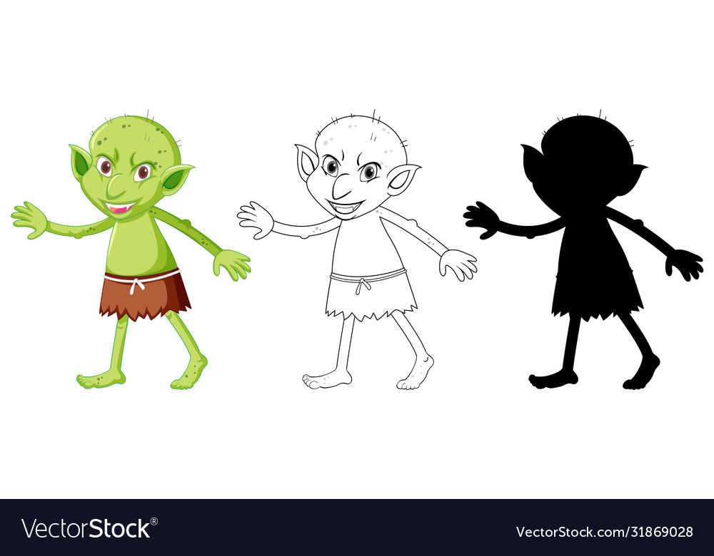 Goblin or troll in color and outline