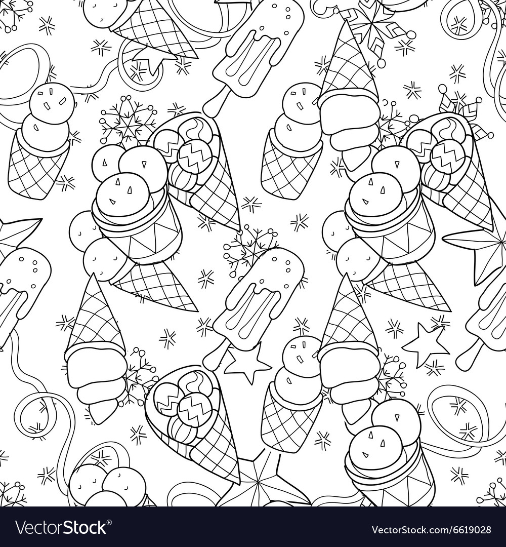 Ice cream seamless patternhand drawn