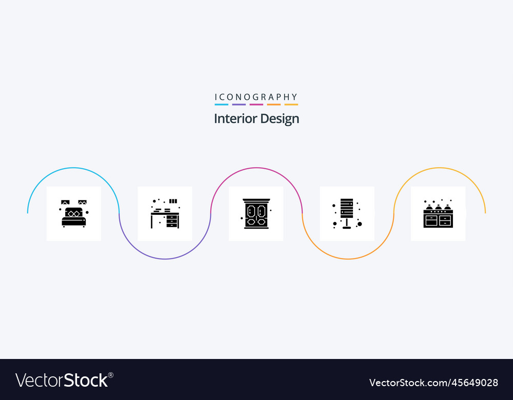 Interior design glyph 5 icon pack including lamp