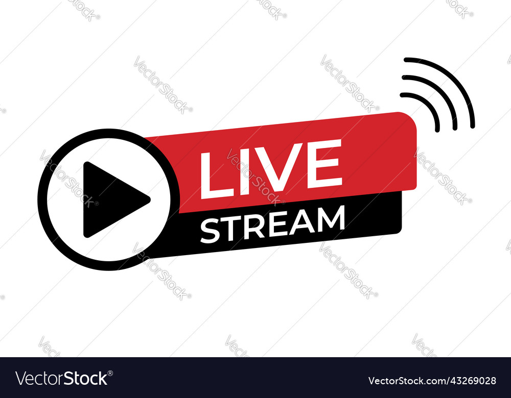 Live stream icon with play symbol Royalty Free Vector Image