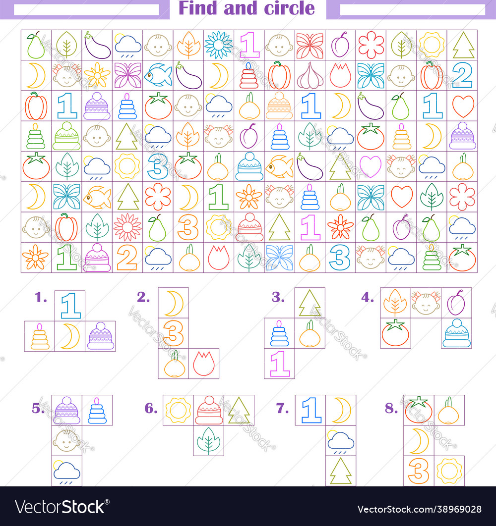 Logic game for children development attention vector image Logic game for children development attention