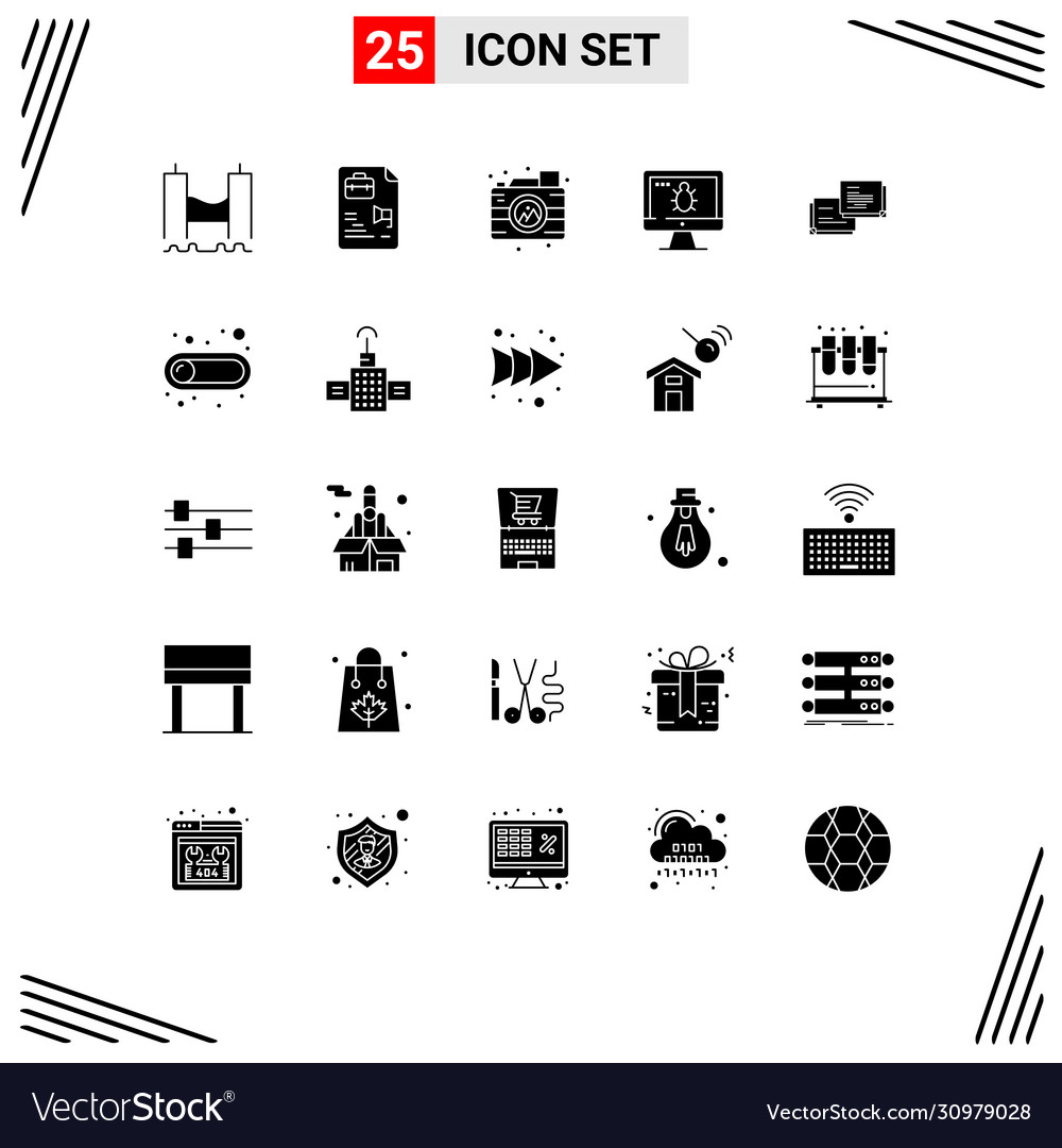 Mobile interface solid glyph set 25 pictograms