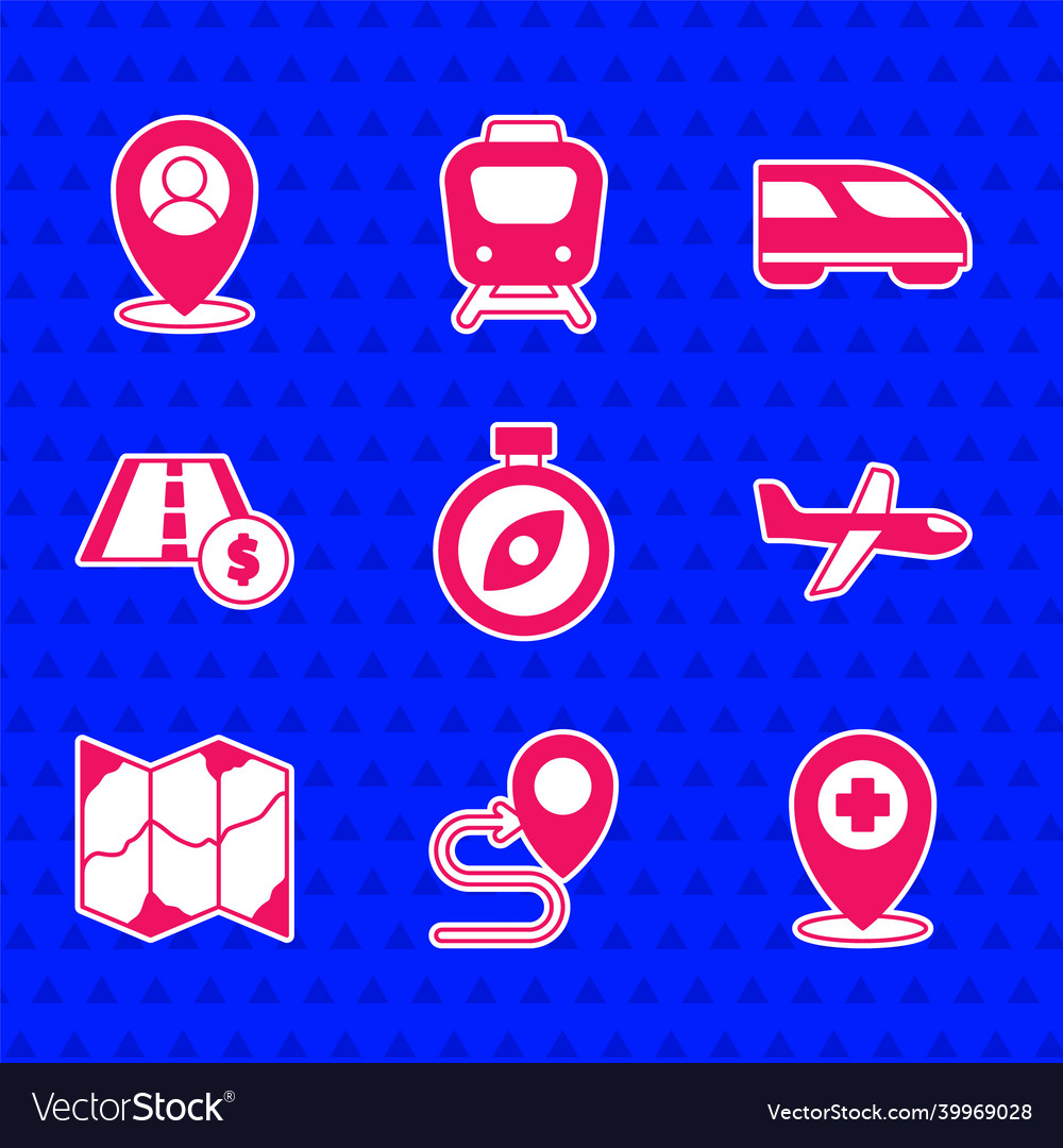 Set compass route location with cross Vector Image Set compass route location with cross