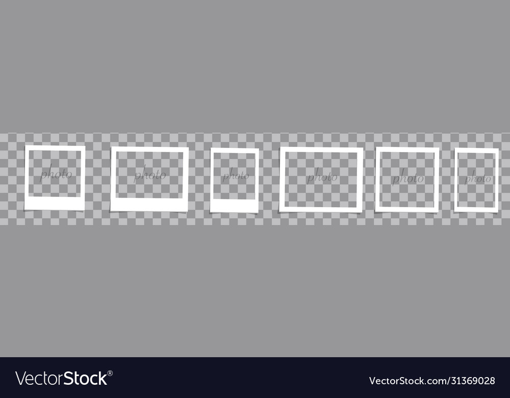 Set empty white photo frame with shadows - stock