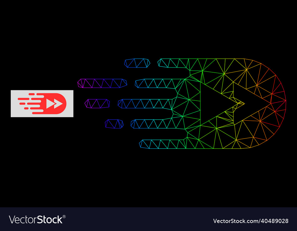 Spectrum gradient polygonal network rewind forward vector image Spectrum gradient polygonal network rewind forward
