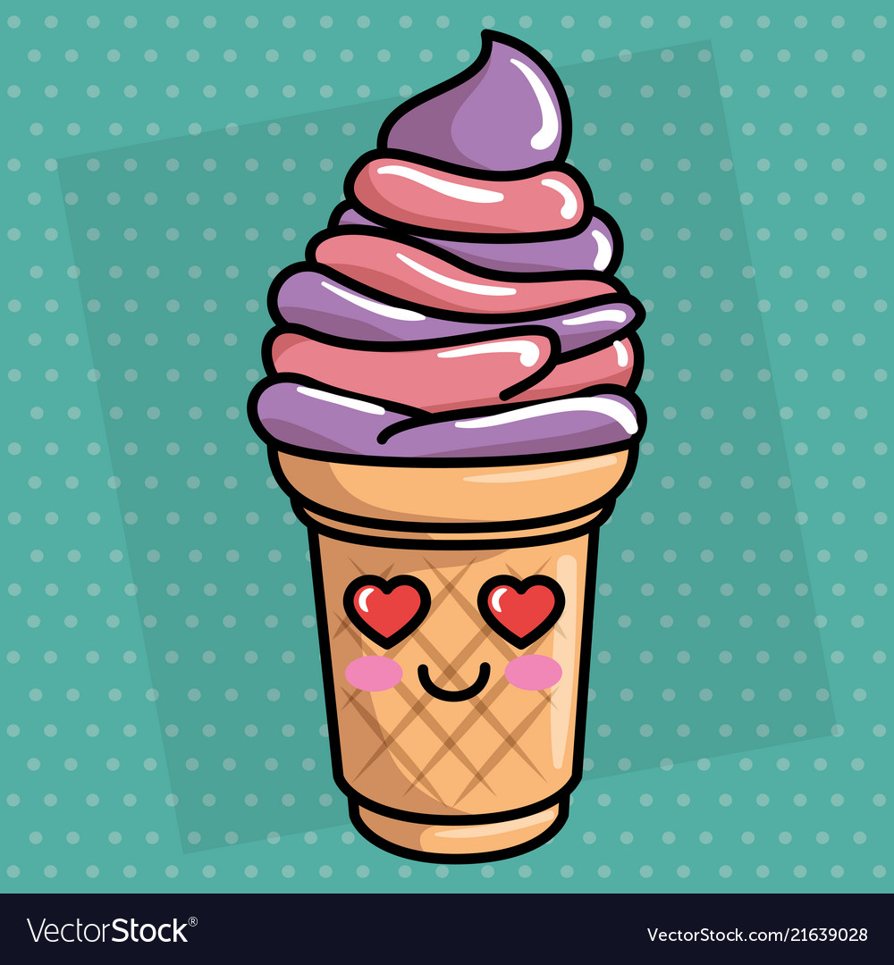 Sweet ice cream kawaii character