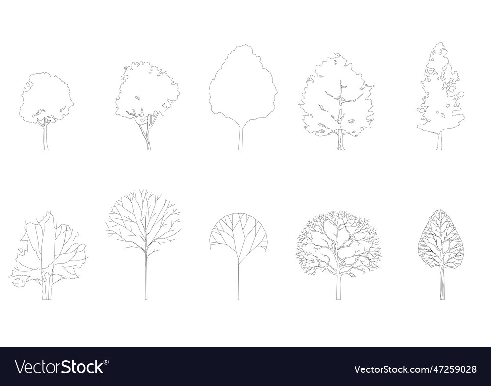 Tree line drawing side view