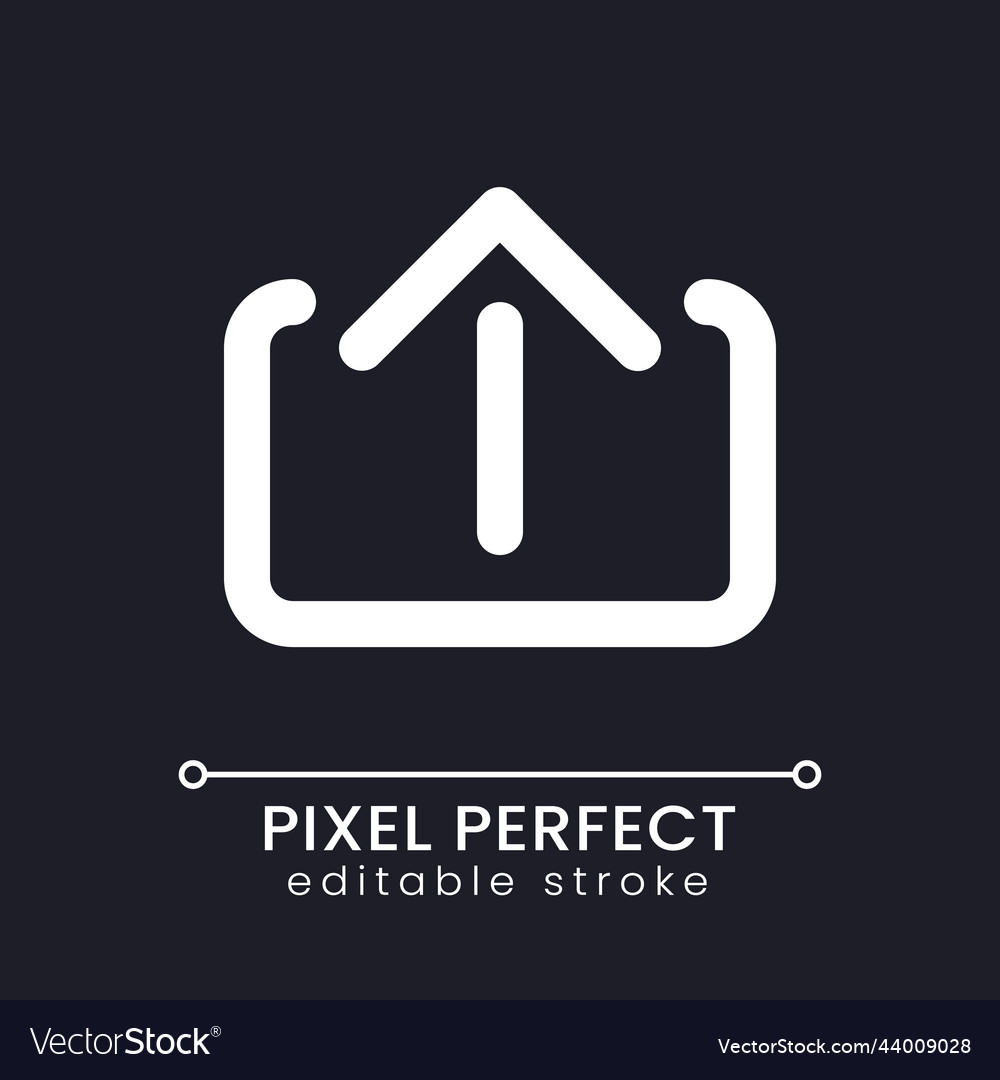 Upload pixel perfect white linear ui icon vector image Upload pixel perfect white linear ui icon