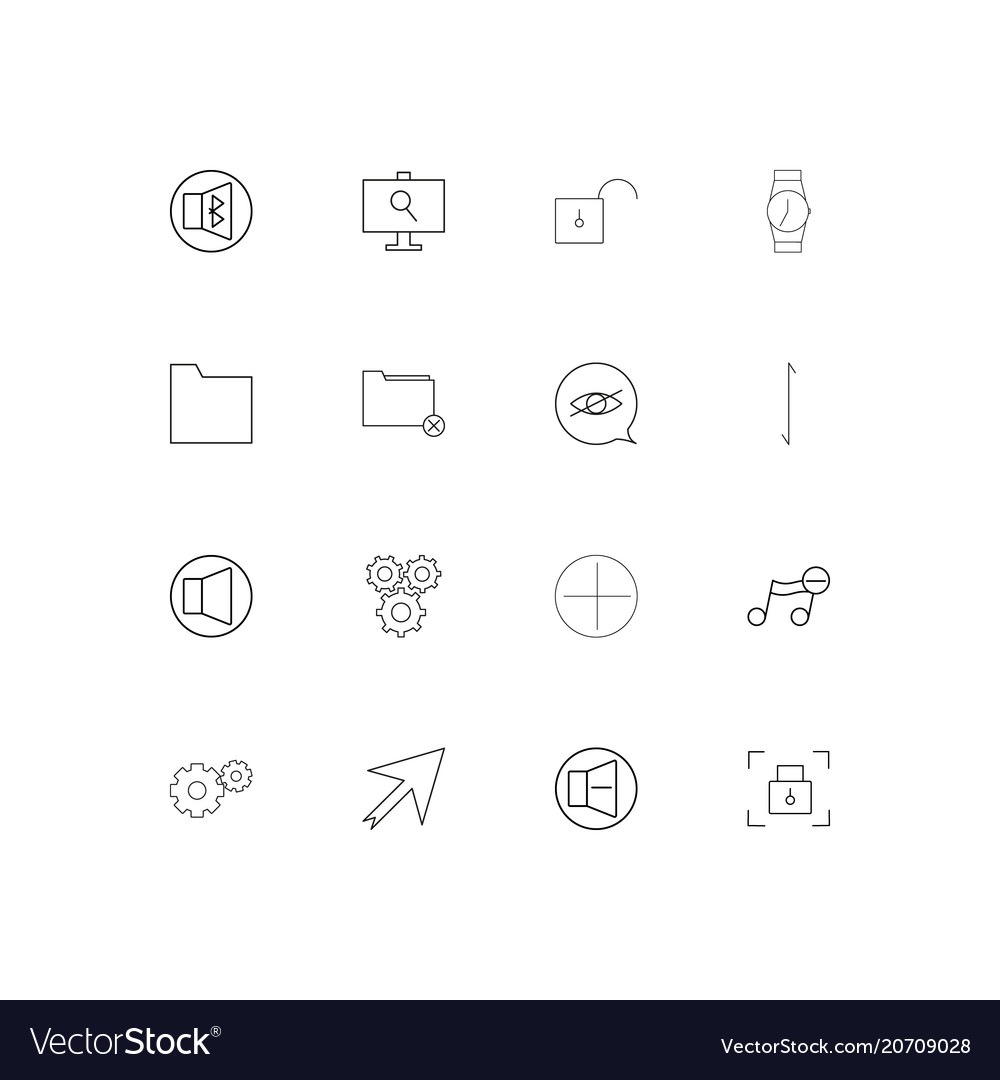 User interface simple linear icons set outlined