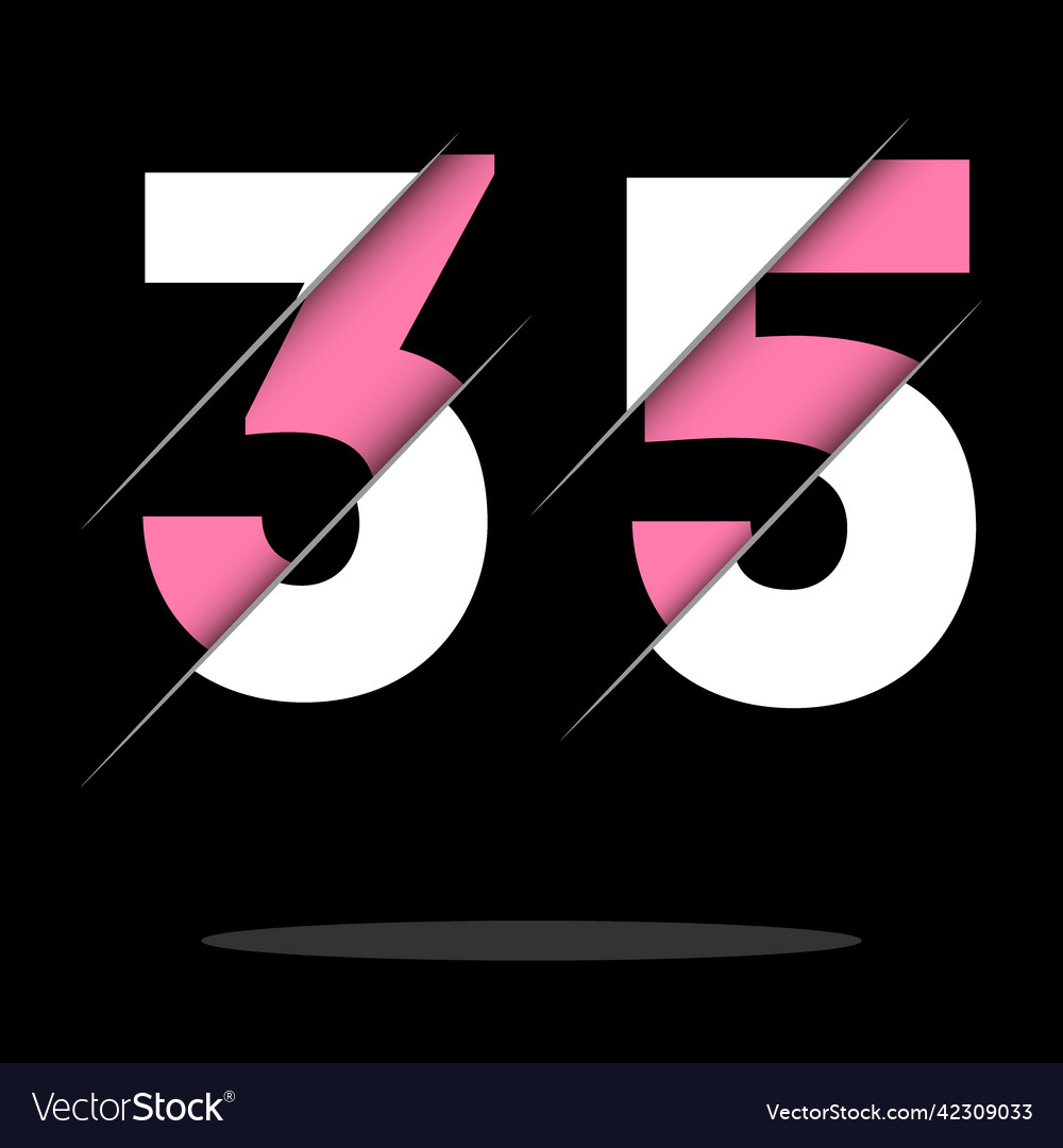 35 3 5 number logo design with a creative cut Vector Image