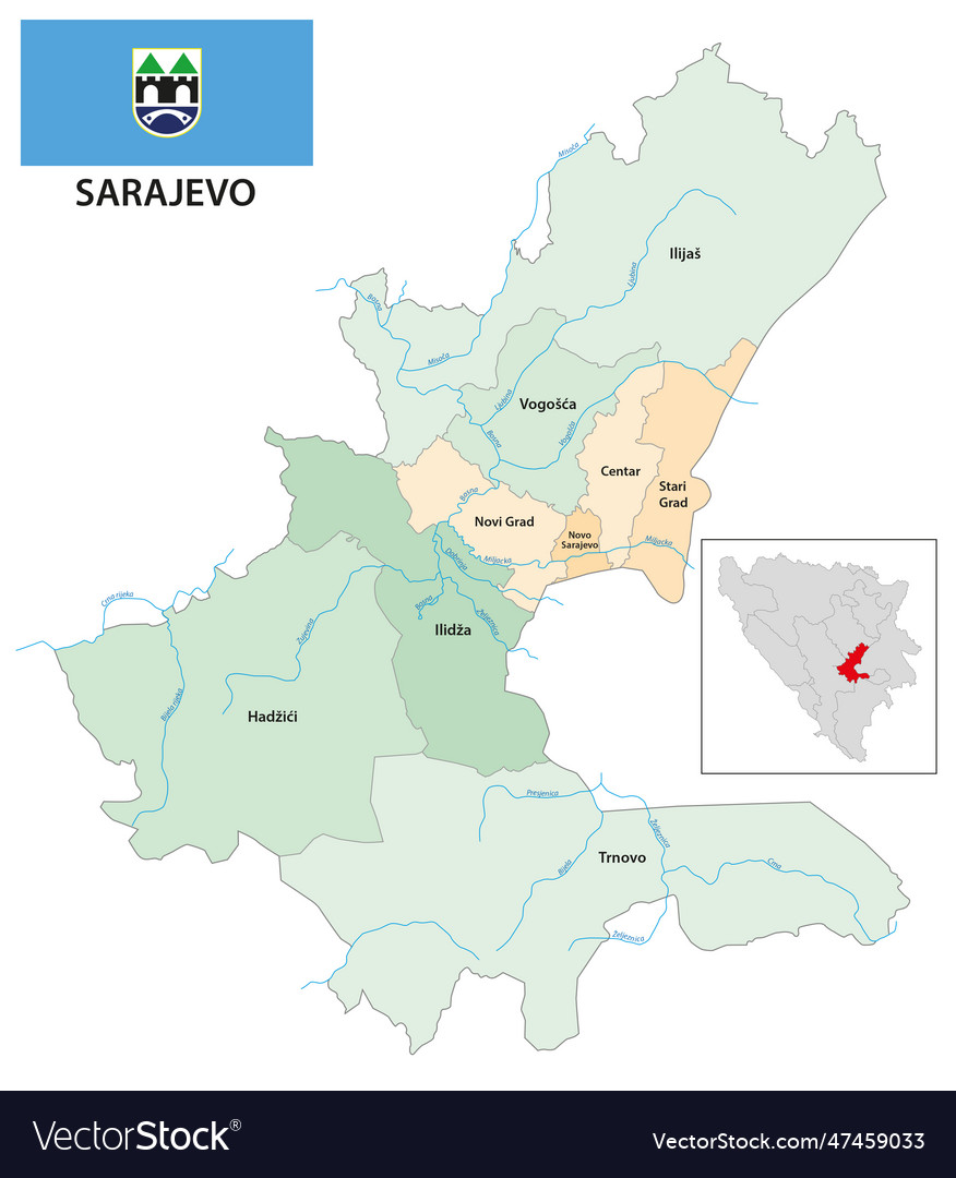 Administrative map of sarajevo canton and city