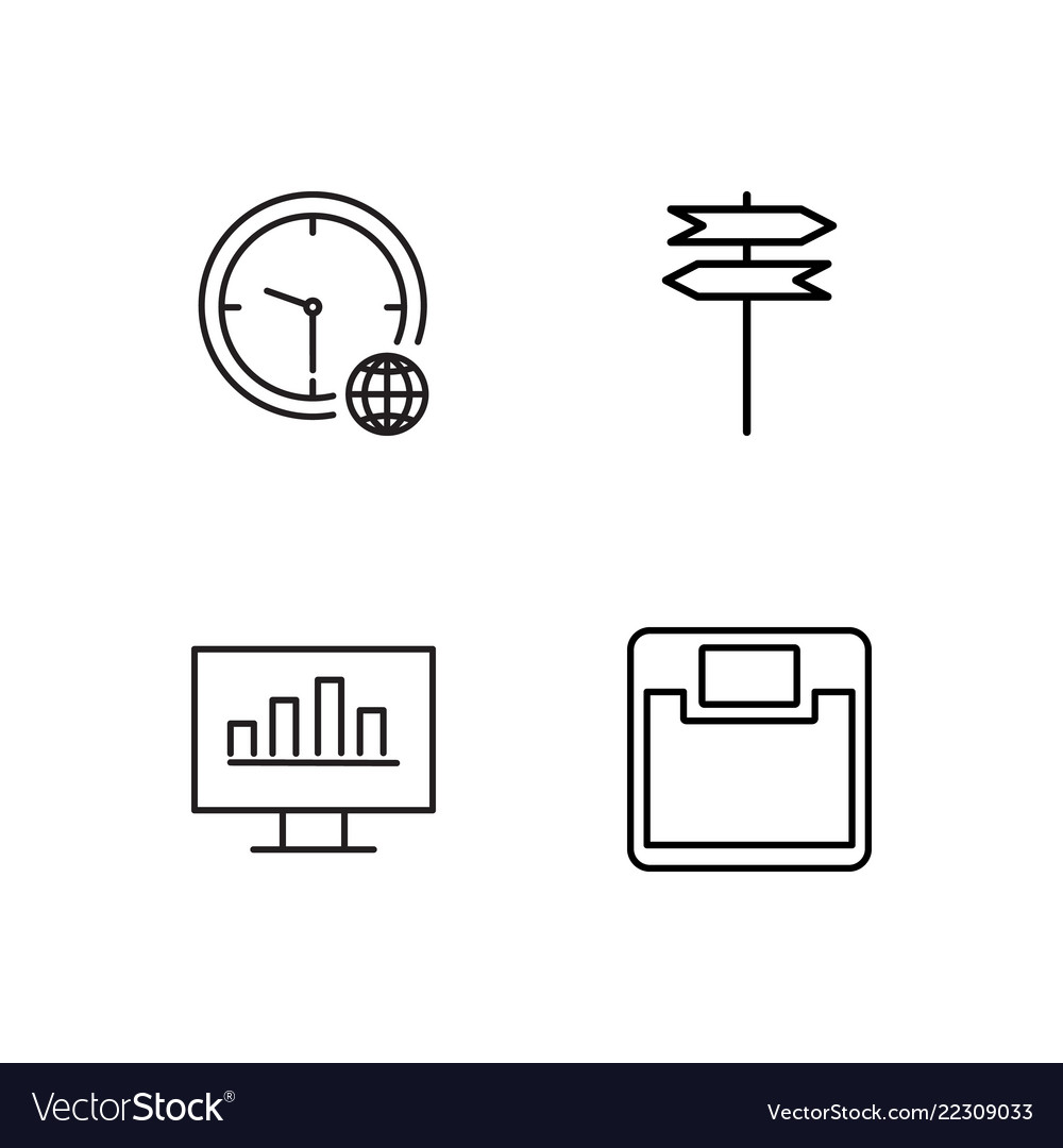 Business simple outlined icons set