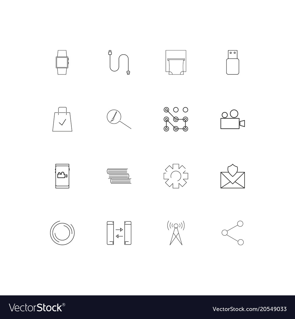 Devices simple linear icons set outlined
