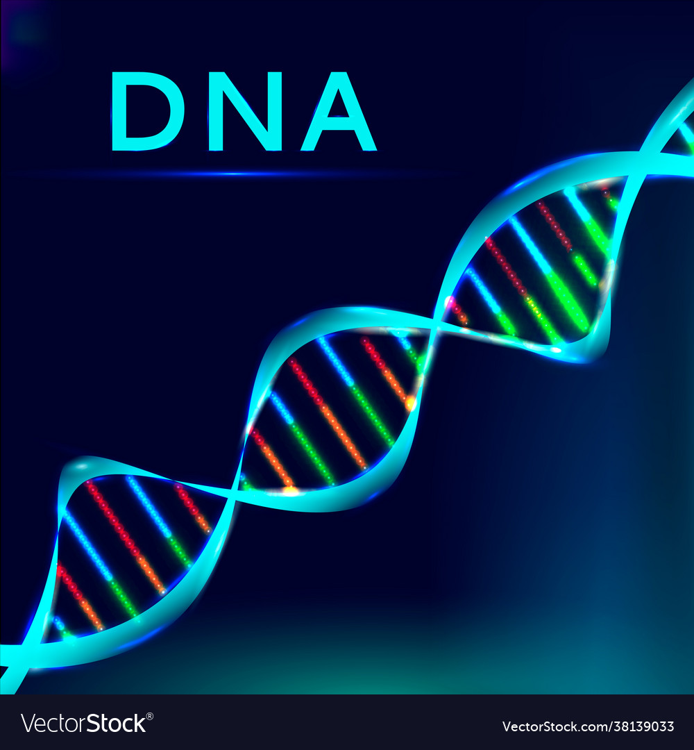 Glowing dna structuredna sequence Vector Image Glowing dna structuredna sequence