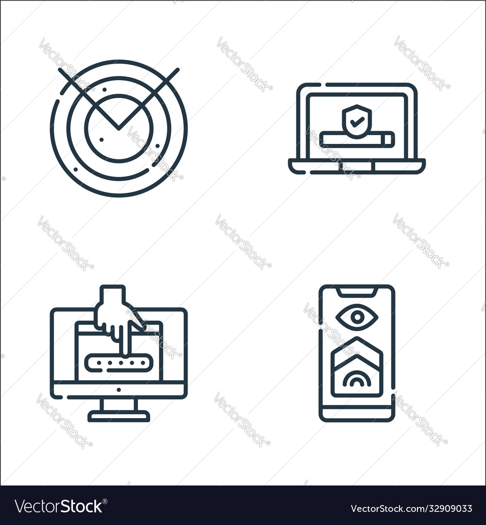 Hacker line icons linear set quality vector image Hacker line icons linear set quality