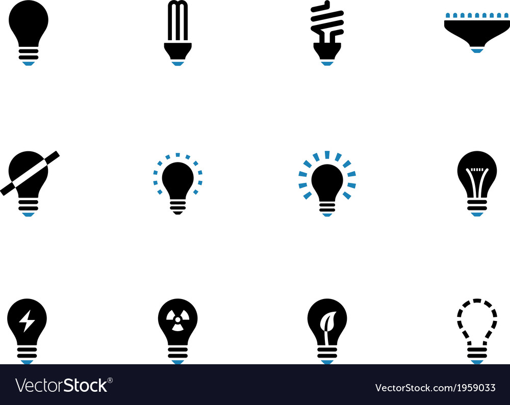 Light bulb and cfl lamp duotone icons