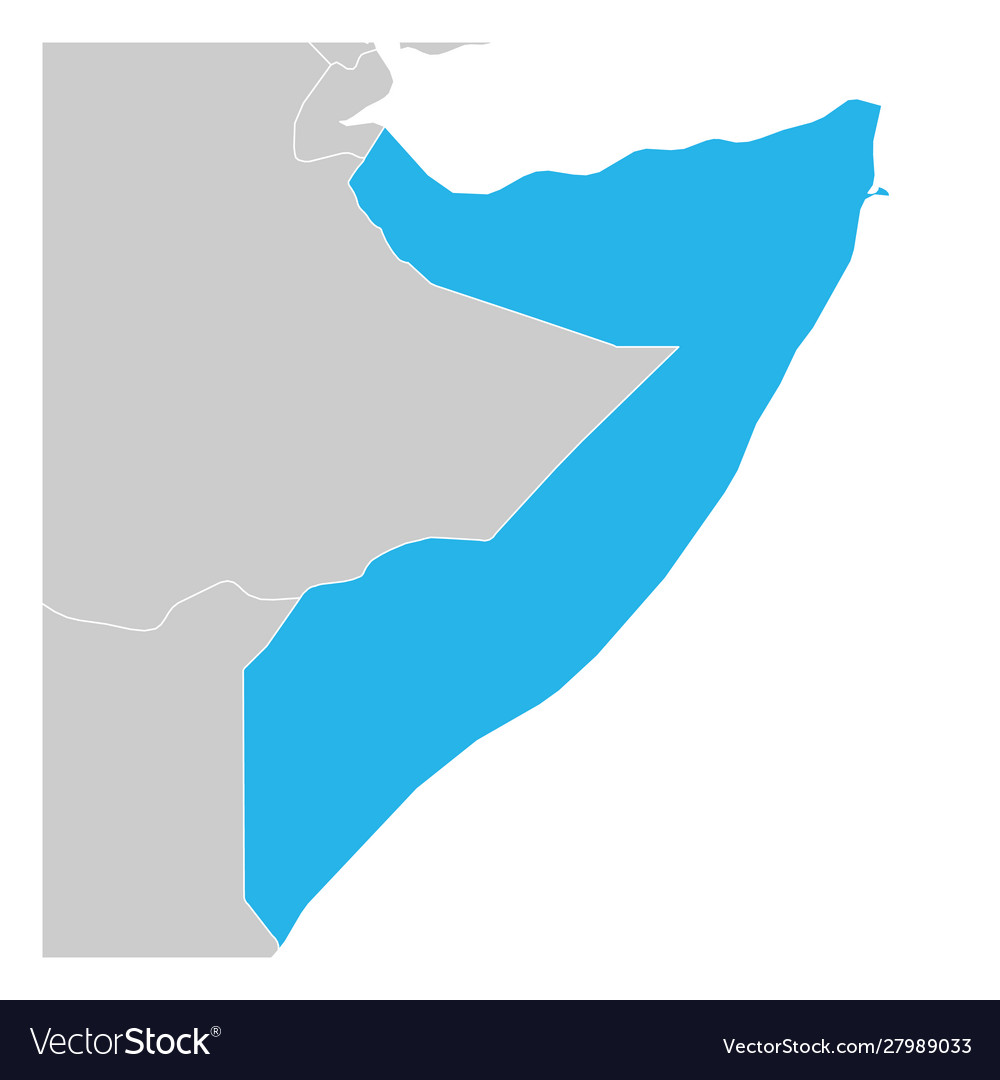 Map somalia green highlighted with neighbor vector image Map somalia green highlighted with neighbor