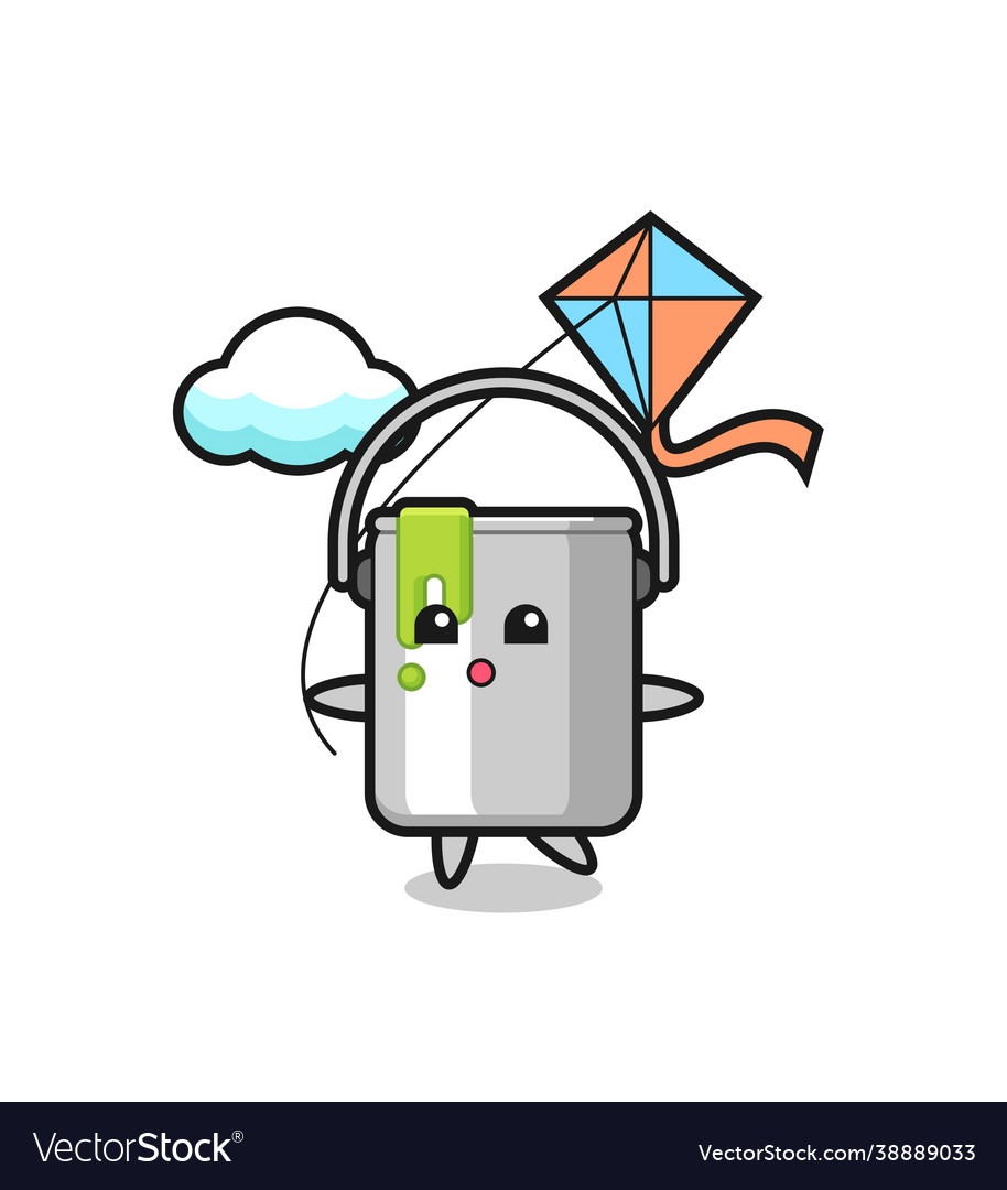 Paint tin mascot is playing kite