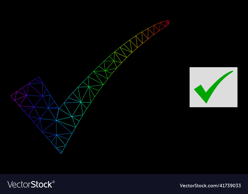Rainbow gradient polygonal net confirm tick icon
