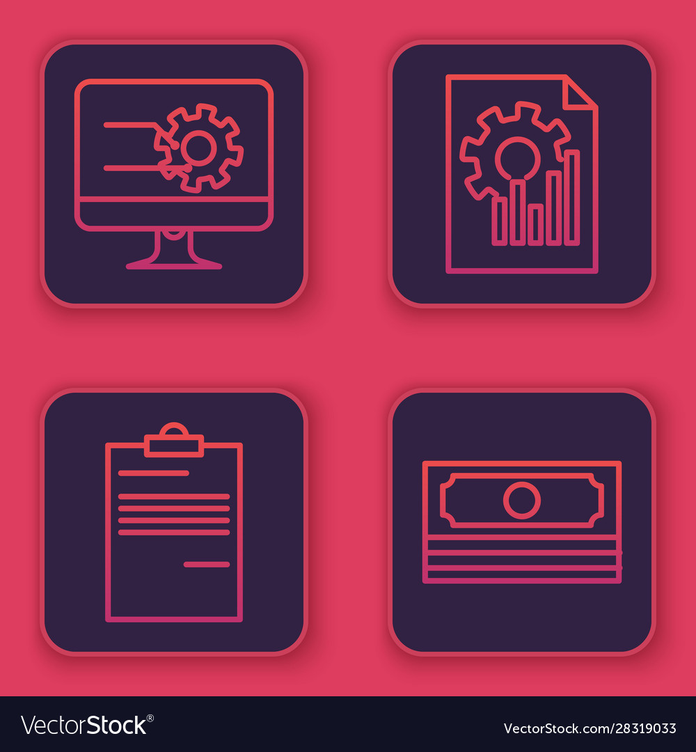 Set line computer monitor with graph chart vector image Set line computer monitor with graph chart