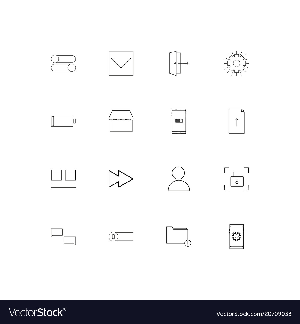 User interface simple linear icons set outlined